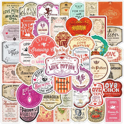 10/50Pcs Funny Vintage Halloween Valentine's Day Love Potion Label Sticker Packs (Online Order Only)