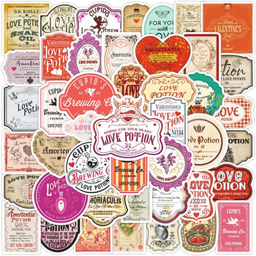 10/50Pcs Funny Vintage Halloween Valentine's Day Love Potion Label Sticker Packs (Online Order Only)