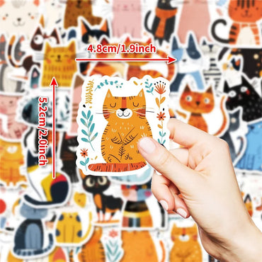 10/30/50PCS Cartoon Japanese Cat PVC Sticky Sticker Aesthetic Stationery DIY Decoration Scrapbooking School Supplies for Kids (ONLINE ORDER ONLY)
