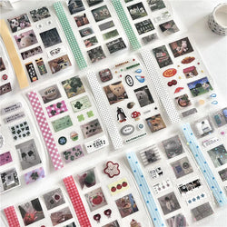 18Pc Set Japanese Y2K Cute Sticker Double Transparent Die cut Sticker Journal Handbook Scrapbooking Decoration Sticker Kids Gift (ONLINE ORDER ONLY)