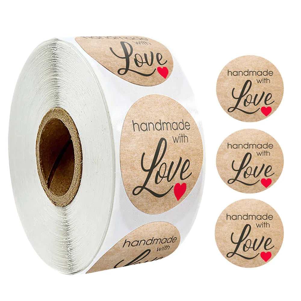 500pcs/roll Handmade with Love Letter Stickers Thank You Stickers Labels Wedding Box Gift Packing Decoration Stationery Stickers (ONLINE ORDER ONLY)
