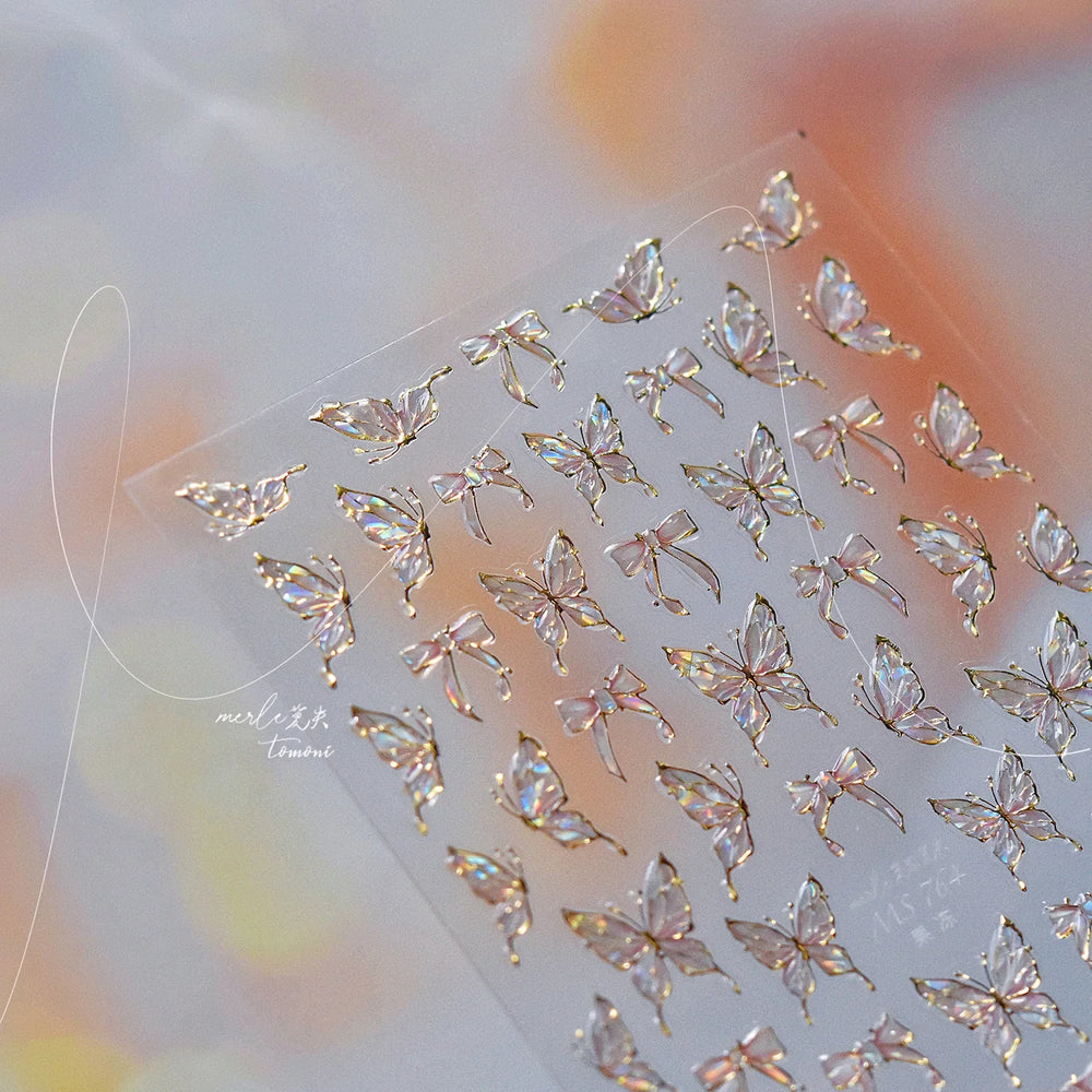 Bowknot Ribbon Butterfly Jelly Shiny Sparkling Delicate Charming Bow Tie 5D Nail Art Decorations Stickers DIY Manicure Decals (ONLINE ORDER ONLY)