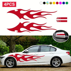 4pcs Fashion for Car Sticker Flame Flame Car Body Sticker Striped Door Decal Waterproof Decorative Waterproof Vinyl Decals (ONLINE ORDER ONLY)