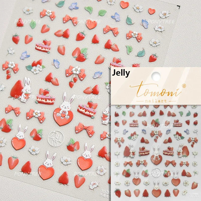 Bunny Love Heart Rabbit Nurse Cut Wound Bowknot Pill Flower Medicine Treatment Self Adhesive Nail Art Stickers Manicure Decals (ONLINE ORDER ONLY)