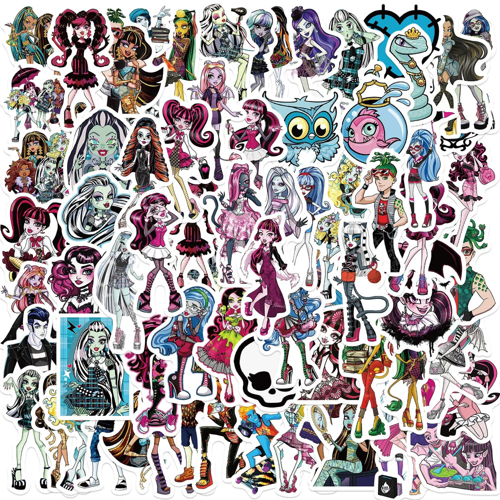 70Pcs Monster High Graffiti Stickers for Skateboard, Bicycle, Guitar, Laptop, Kids, Waterproof (ONLINE ORDER ONLY)