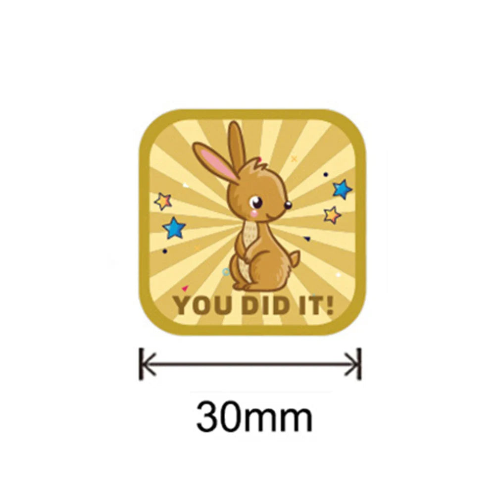 300pcs/Roll Cute Animal Motivational Stickers for Kids Reward & Self-Adhesive Labels for Elementary Students Stationery Stickers (ONLINE ORDER ONLY)