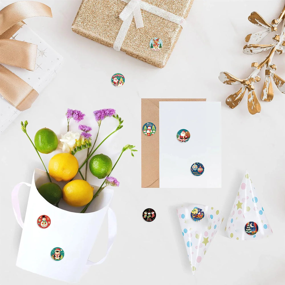 500pcs Happy Christmas Reward Stickers Corlorful Adhesive Roll Stickers Reward Chart Decorative Toy Gifts Sticker Labels (ONLINE ORDER ONLY)