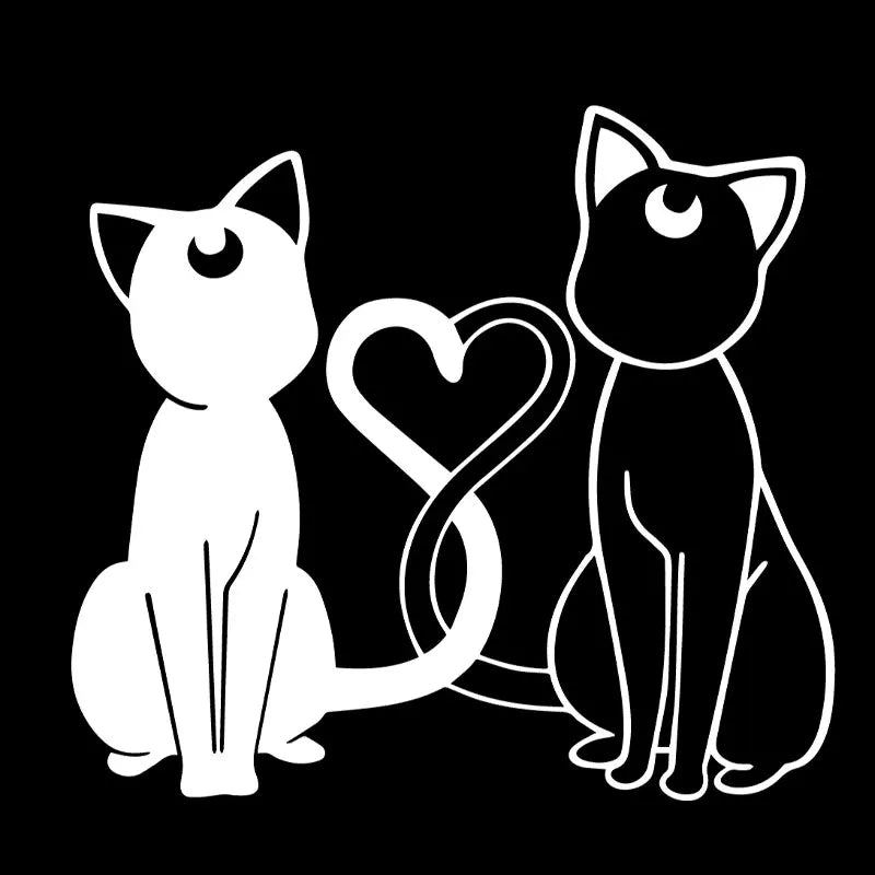 Black Cat White Cat Sticker For Japanese Anime Notebook Sticker Auto Parts Vinyl Decals Decoration Window Bumper Accessories (ONLINE ORDER ONLY)