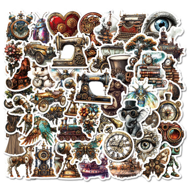 10/50PCS Cool Vintage Steampunk Stickers Industrial Machine Decals DIY Craft Scrapbooking Album Junk Journal Decorative Stickers (Online Order Only)