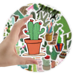 10/53Pcs Cute Plants Cactus Graffiti Stickers Decals for Kids Toys Laptop Phone Luggage Scrapbook Skateboard Creative Sticker (Online Order Only)