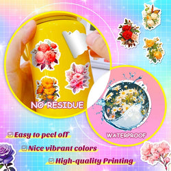 10/30/50PCS Vintage Rose and Floral Sticker Packs (ONLINE ORDER ONLY)