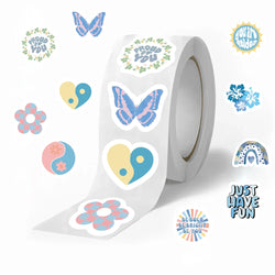 500PCS Blue Love Flowers Stickers for New Cartoon Animals Roll Sticker Packaging Flower Rolling Label Reward Decals (ONLINE ORDER ONLY)