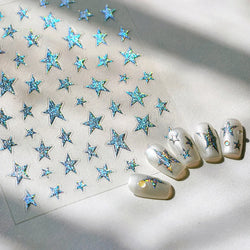 Sparkle Laser Silver Starburst Five-pointed Star Geometric Tiny Spot Romantic 5D Self Adhesive Nail Art Stickers Manicure Decals (ONLINE ORDER ONLY)