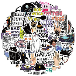 Bad Witch Vibes Stickers 10/30/50Pcs for Suitcase, Skateboard, Laptop, Luggage, Phone, DIY Decal (ONLINE ORDER ONLY)