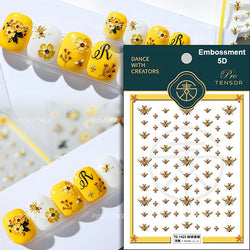 Vivid Honey Bee Ribbon Bowknot Pot Daisy Wreath Flower Shining Tulip Honeycomb Jar Self Adhesive Nail Art Sticker Manicure Decal (ONLINE ORDER ONLY)