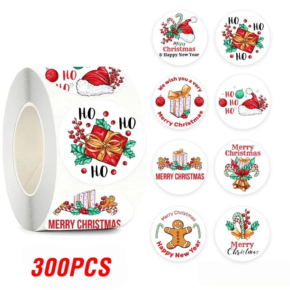 100-500pcs Christmas Theme Seal Labels Stickers For DIY Gift Baking Package Envelope Stationery Decoration 1inch (Online Order Only)