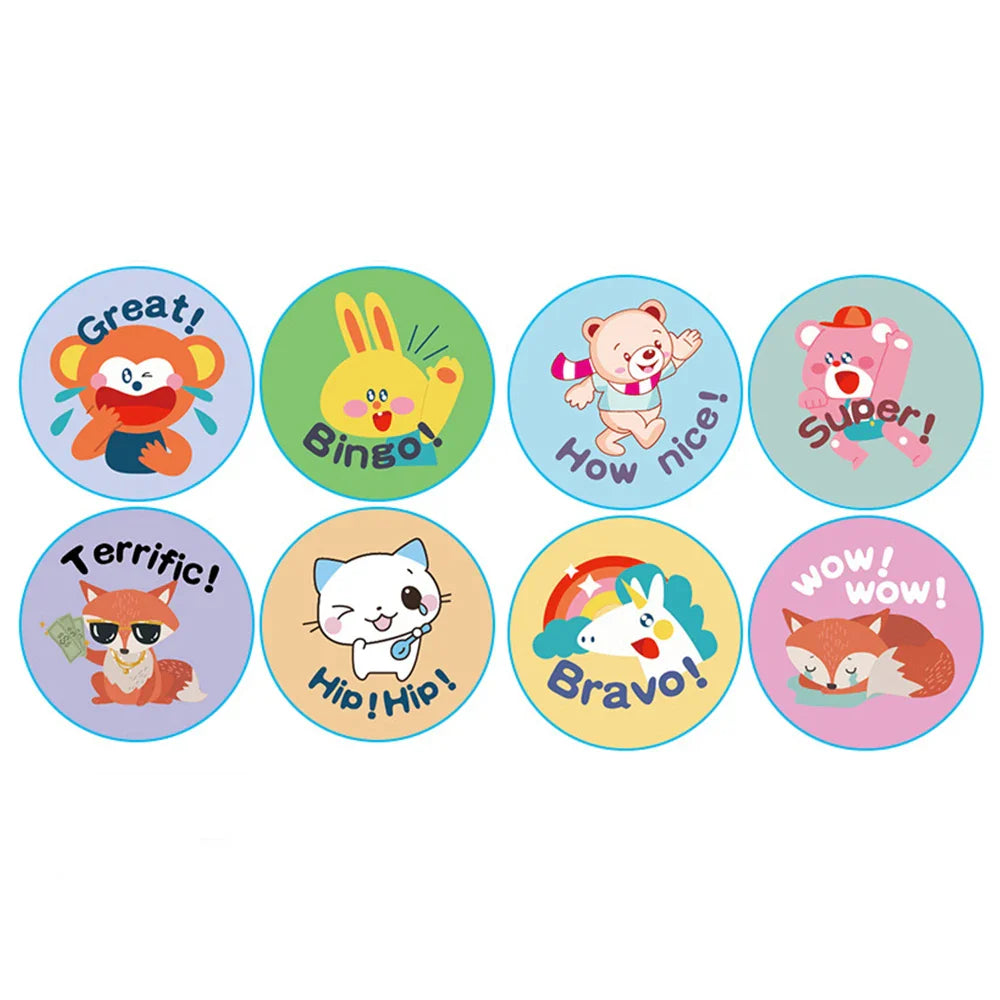 100-500pcs Cute Animal Reward Stickers with Word Motivational Stickers for School Teacher Kids Student Stationery Stickers (ONLINE ORDER ONLY)
