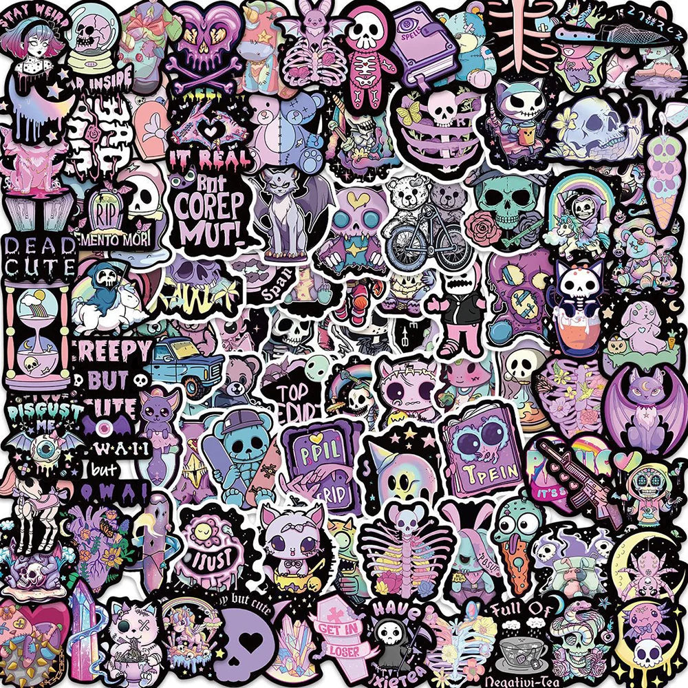 Gothic Horror Cartoon Stickers - 10/30/50/100PCS for Laptop, Luggage, Snowboard (Online Order Only)
