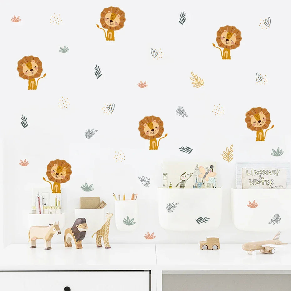 Boho Cute Lion Watercolor Nursery Wall Decals Stickers Decor (Online Order Only)