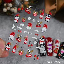 Cute Deer Christmas Nail Stickers 5D Embossed Elk Star Gingerbread Man Snowflake Santa Claus Holly DIY Winter Engraved Manicure* (ONLINE ORDER ONLY)