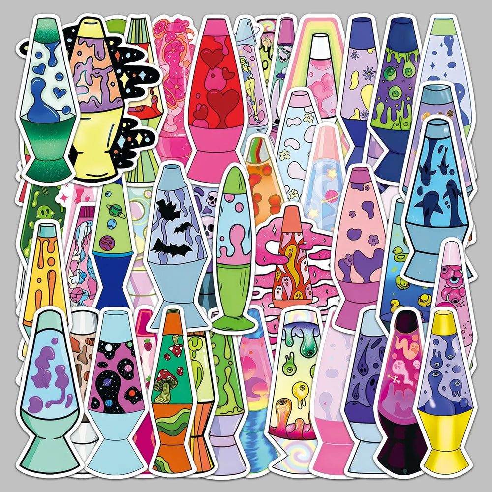 50pcs Creative Cartoon Lava Lamp Stickers for Helmet, Wall, Desktop Decoration (ONLINE ORDER ONLY)