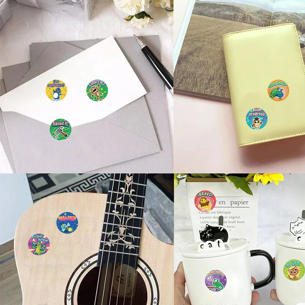 500Pcs Reward Stickers Motivational Stickers Roll for Kids for School Reward Students Teachers Cute Animals Stickers Labels (ONLINE ORDER ONLY)