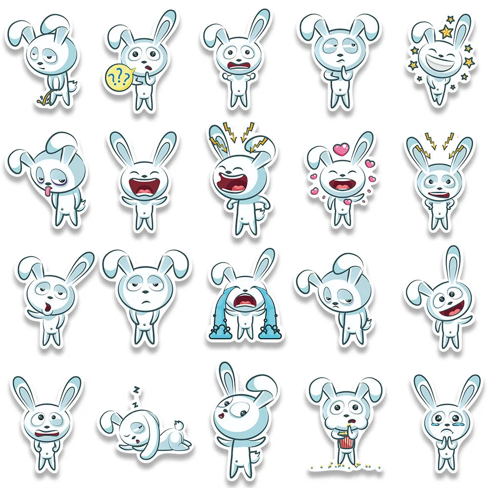 37pcs Funny Cute Cartoon Rabbit Meme Stickers For Luggage Guitar Phone Waterbottle Waterproof Graffiti Laptop Decals Kids Toy (ONLINE ORDER ONLY)