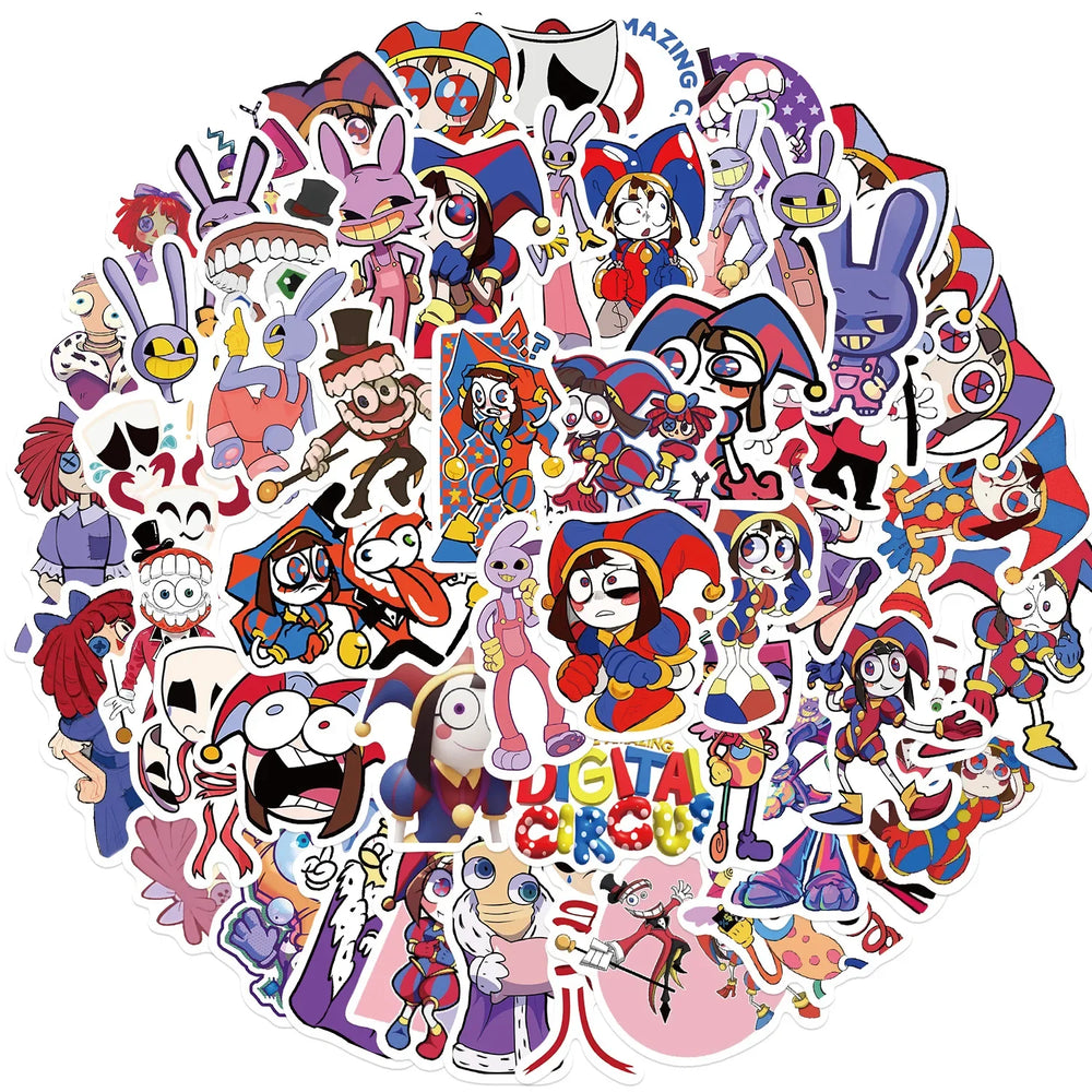 56pcs Cartoon Digital Circus Series Graffiti Stickers Suitable for Laptop Helmet Desktop Decoration DIY Sticker Toys (ONLINE ORDER ONLY)