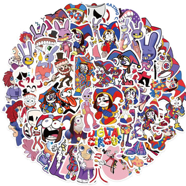 56pcs Cartoon Digital Circus Series Graffiti Stickers Suitable for Laptop Helmet Desktop Decoration DIY Sticker Toys (ONLINE ORDER ONLY)