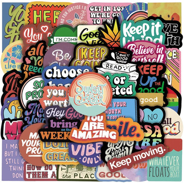 10/50PCS Inspirational Quote Stickers Positive Words Decals for Water Bottle Laptop Phone Car Skateboard Helmet Gifts Sticker (ONLINE ORDER ONLY)