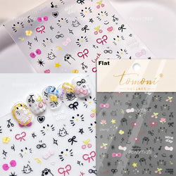 Cartoon Black Kitten Cute Cat Star Moon Bowknot Cat's Paw Flaky Cloud Self Adhesive Nail Art Decoration Stickers Manicure Decals (ONLINE ORDER ONLY)