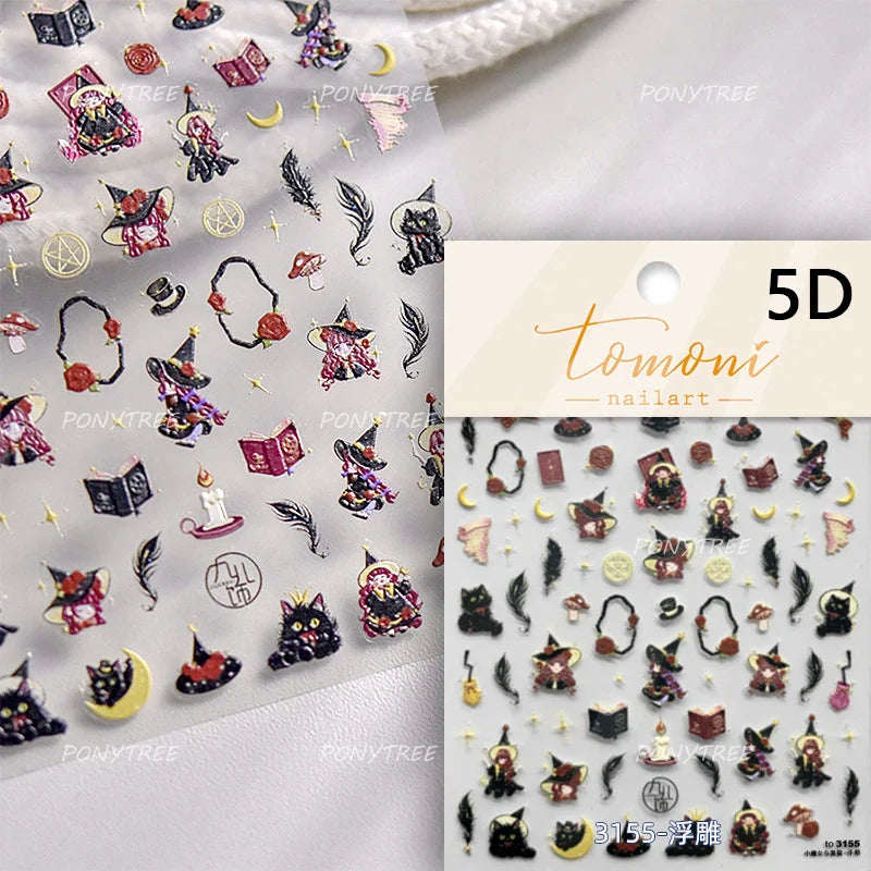 Mysterious Egyptian Cat Totem Eye Symbol Black Pharaoh Kitty Paw Sun Self Adhesive Nail Art Stickers Manicure Decals Wholesale (Online Order Only)