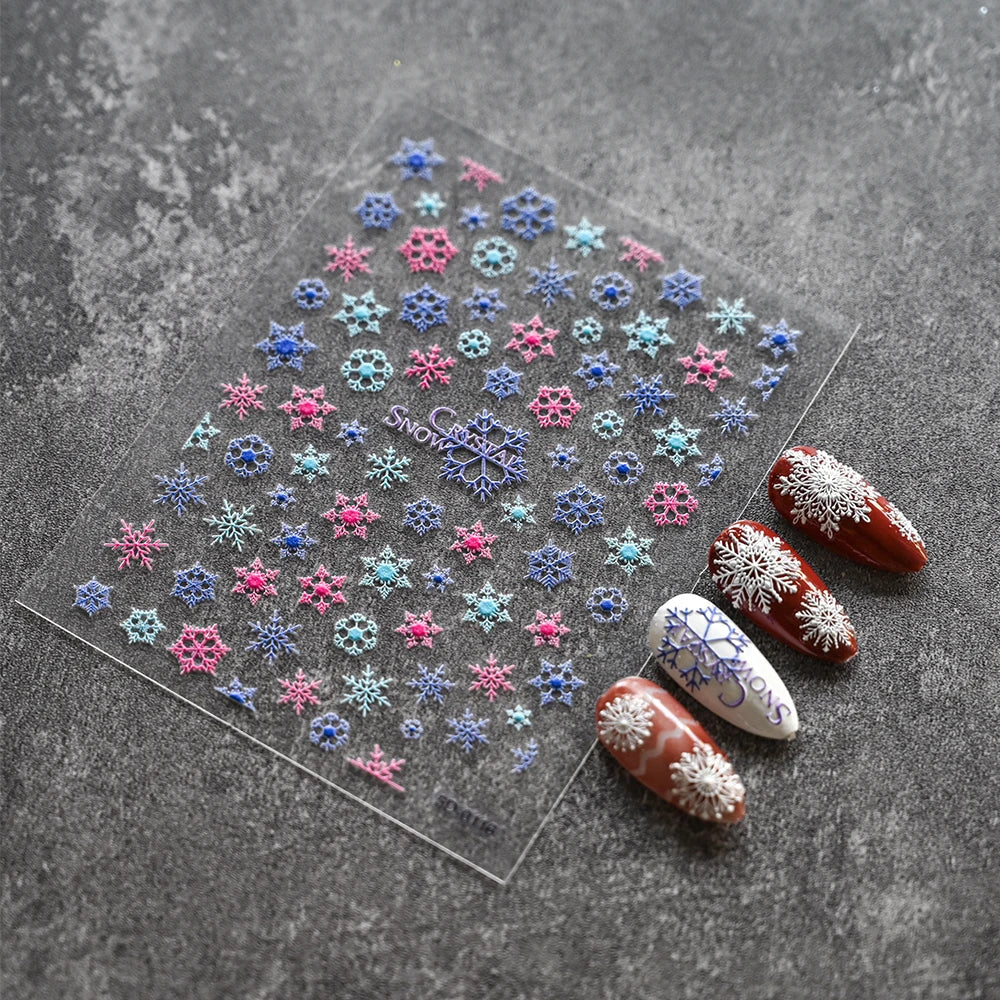 Cute Deer Christmas Nail Stickers 5D Embossed Elk Star Gingerbread Man Snowflake Santa Claus Holly DIY Winter Engraved Manicure* (ONLINE ORDER ONLY)