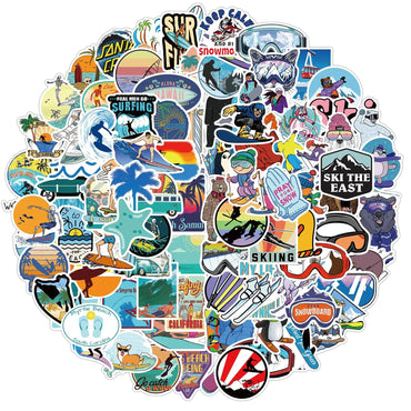 10/30/50/100PCS Outdoor Sports Skiing Surfing Graffiti Stickers DIY Snowboard Skateboard Car Helmet Waterproof Sticker Kid Toys (ONLINE ORDER ONLY)