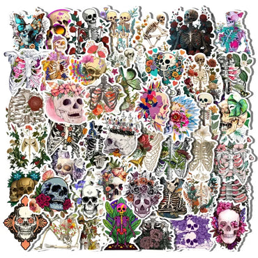 10/50Pcs Cool Cartoon Flowers Skull Graffiti Stickers For Notebook Laptop Bike Phone Guitar Luggage Waterproof Vinyl Decals (ONLINE ORDER ONLY)