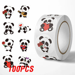 100-500pcs Cute Animal Panda Stickers for Envelope Praise Reward Student Work Label Stationery Seal Lables 1inch/2.5cm (ONLINE ORDER ONLY)