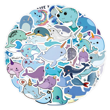 Narwhal Stickers Set - Cute Marine Cartoon Decals for DIY, Scrapbook, Luggage, Guitar, Car, Bike (Online Order Only)