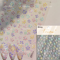 Flower Garden Purple Yellow Pink Daisy Butterfly Delicate 5D Soft Relief Adhesive Nail Art Decoration Sticker 3D Manicure Decals (ONLINE ORDER ONLY)