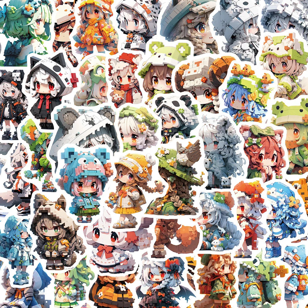 Cute Pixel Animal Anime Stickers Waterproof Decals for Laptop Notebook Luggage Kids Toy (ONLINE ORDER ONLY)