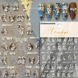 Baroque Angel Archery Wing Butterfly Retro Totem European Border Rose Flower Lace Chic Adhesive Nail Art Sticker Manicure Decals (ONLINE ORDER ONLY)
