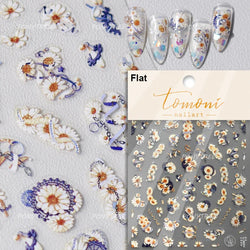 Colourful Daisy Pink Coreopsis Cosmos Persian Chrysanthemum Flower Garden Adhesive Nail Art Decoration Stickers Manicure Decals (ONLINE ORDER ONLY)