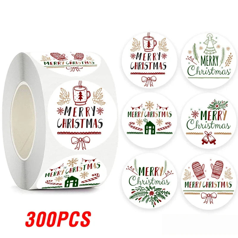 100-500pcs Christmas Theme Seal Labels Stickers For DIY Gift Baking Package Envelope Stationery Decoration 1inch (Online Order Only)