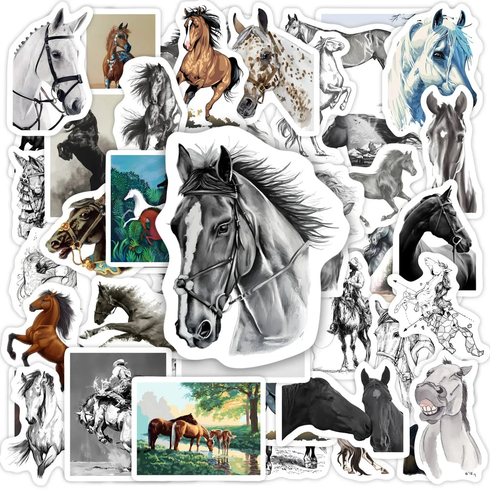 Horse Aesthetics Stickers Artwork Watercolor DIY Toy Gift Graffiti Decal for Phone Luggage Laptop Bottles Scrapbook Waterproof (ONLINE ORDER ONLY)