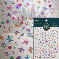 Summer Beach Dreamy Water Bubble Mermaid Shell Conch Starfish Jellyfish Soft Relief Decoration Nail Art Stickers Manicure Decals (ONLINE ORDER ONLY)