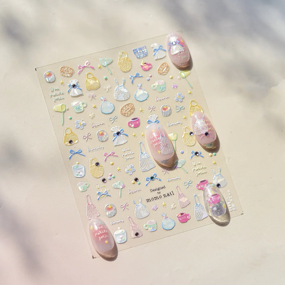 Cute Dream Catcher Net Bag Water Cup Woven Mesh Star Dreamy Bowknot Butterfly Embossed Adhesive Nail Art Sticker Manicure Decal (ONLINE ORDER ONLY)