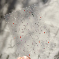 Antique Vigorous Pink Green Bamboo Leaf Robust Plant 5D Soft Relief Adhesive Nail Art Stickers Bouncing Leaves Manicure Decals (ONLINE ORDER ONLY)