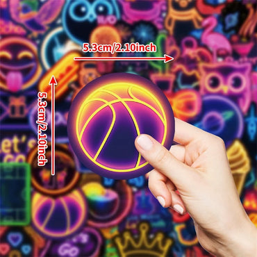 10/30/50PCS Cute Neon Sticky PVC Sticker Aesthetic Stationery DIY Colored Decoration Scrapbooking School Supplies for Kids (ONLINE ORDER ONLY)