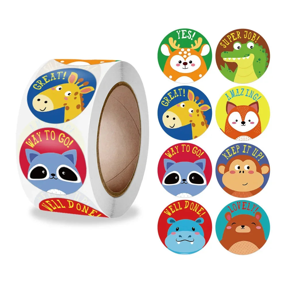 100-500 Pcs 2.5cm Cute Animal Party Adhesive Diy Seal Stickers Decorative Album Diary Cartoon Label Decor Children's Toys Kawaii (Online Order Only)