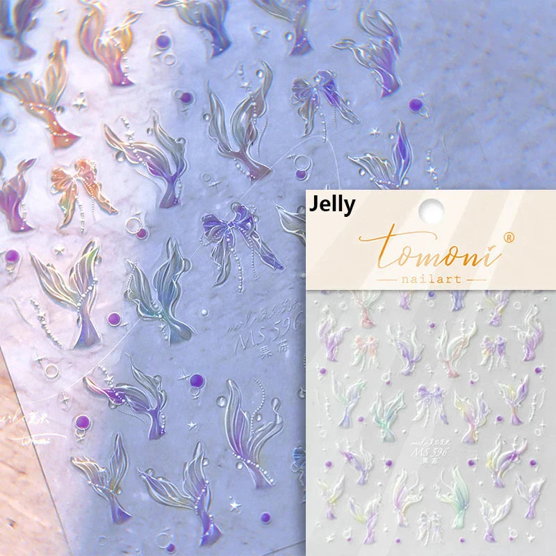 Little Red Fish Jelly Summer Goldfish Carp Ocean Beach Mermaid Sea Shiny Small Koi Soft Relief Nail Art Stickers Manicure Decals (ONLINE ORDER ONLY)