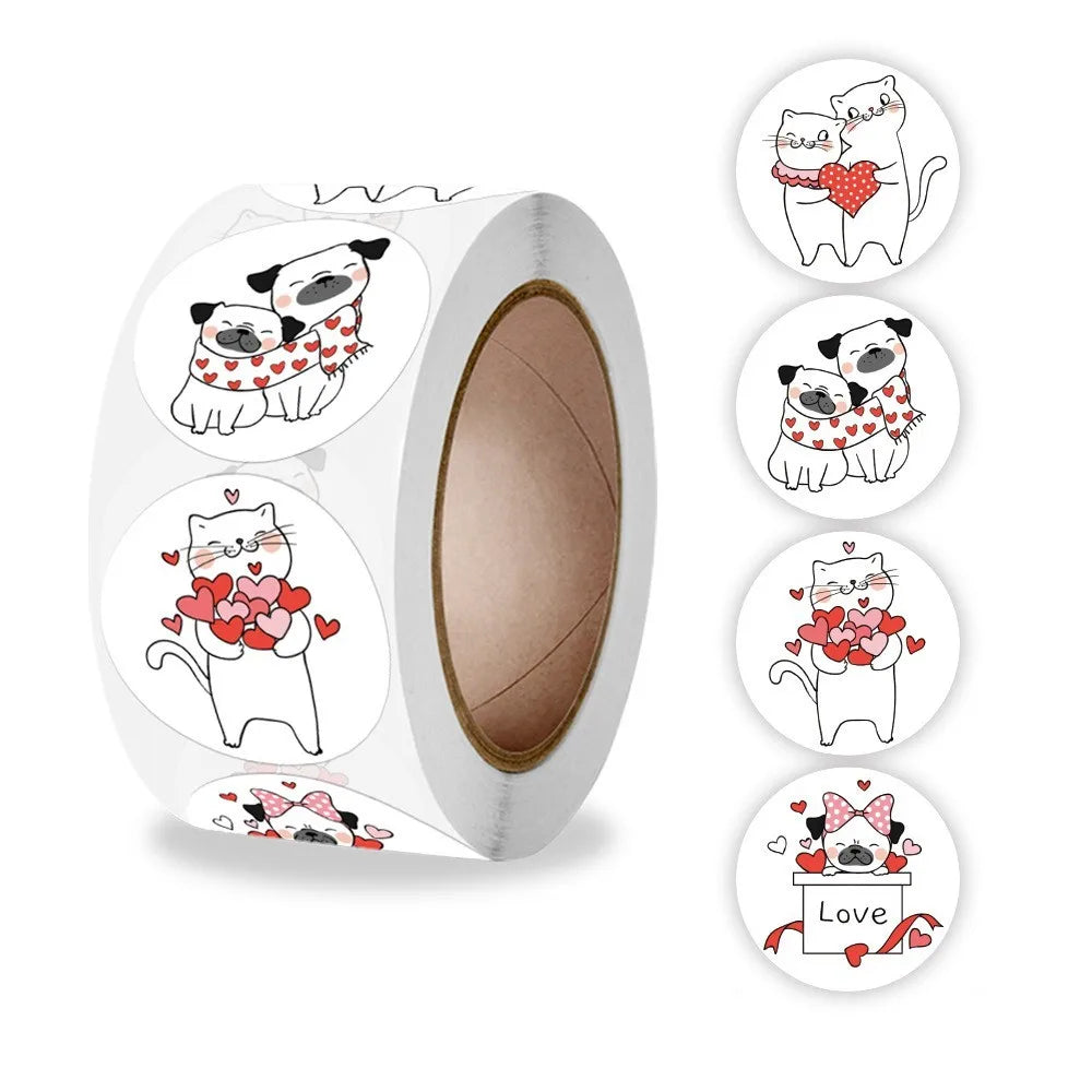 50-500pcs Cute Cartoon Heart Stickers for Valentine's Day Baking Packaging Sticker Envelope Seals Love Decorative Stickers Gift (ONLINE ORDER ONLY)